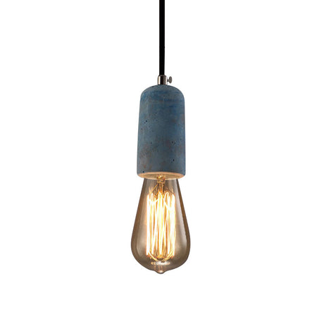 Vintage Style Mini Pendant Light With Open Bulb And Adjustable Cord - Blue/Gray Cement Ceiling