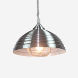 Vintage Metal Domed Pendant Light With Ribbed Design - Rose Red/Nickel Finish 1 Bulb Indoor Lighting