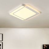 Modern Flush Mount Led Ceiling Light In White - Warm/White Lighting Square/Round Design
