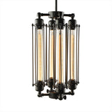 Industrial Style 4-Light Cage Chandelier Lamp - Vertical/Horizontal Hanging Fixture Black Finish