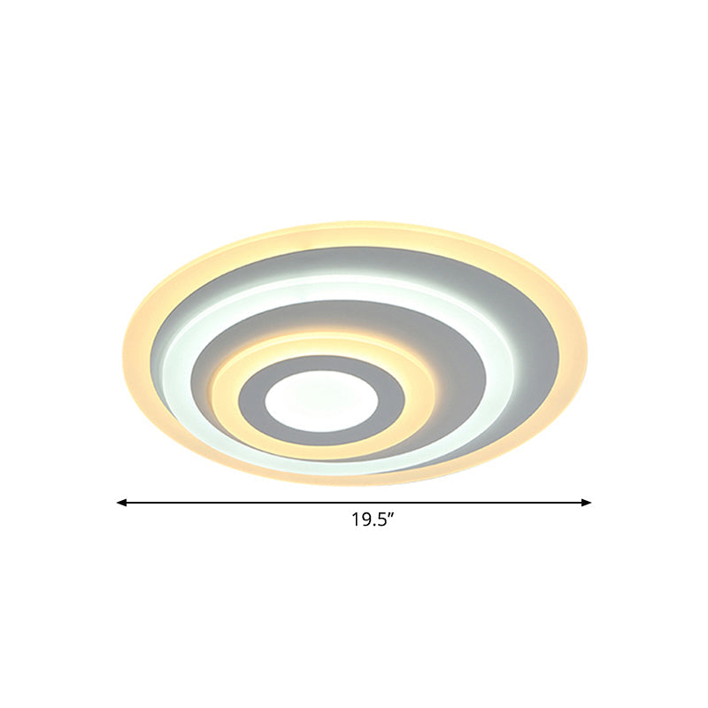 Ellipse Flushmount Acrylic Led Ceiling Fixture - 14/19.5/23.5 Wide White Warm/White Light