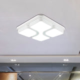 Contemporary Squared Metallic Ceiling Mounted Led Light - 17/21 Black/White Flushmount Warm/White