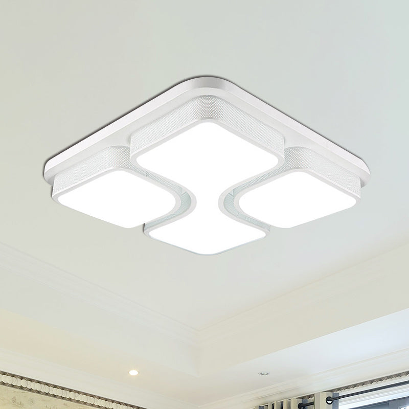 Contemporary Squared Metallic Ceiling Mounted Led Light - 17/21 Black/White Flushmount Warm/White