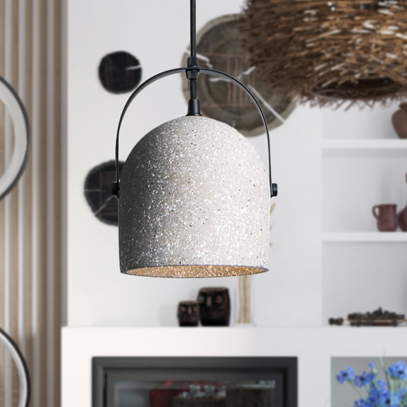 Nordic Cement Dome Pendant Light - 1-Light Black/Grey/White Hanging Design