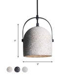 Nordic Cement Dome Pendant Light - 1-Light Black/Grey/White Hanging Design