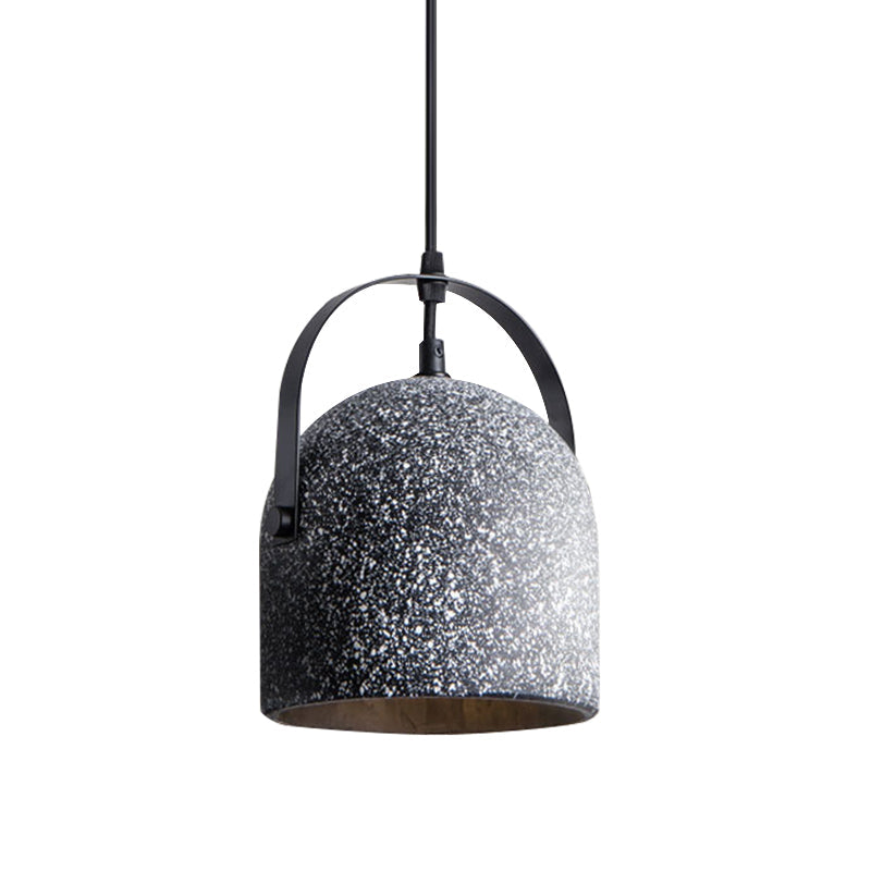 Nordic Cement Dome Pendant Light - 1-Light Black/Grey/White Hanging Design