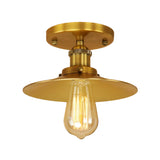 Vintage Metal Semi Flush Light With Black/Brass Flat Shade For Kitchen - 1 Bulb