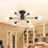 Semi Flush Mount Vintage Ceiling Light Fixture 6/8 Heads Black/White Metallic For Kitchen