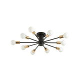 Semi Flush Mount Vintage Ceiling Light Fixture 6/8 Heads Black/White Metallic For Kitchen