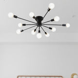 Semi Flush Mount Vintage Ceiling Light Fixture 6/8 Heads Black/White Metallic For Kitchen