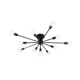 Semi Flush Mount Vintage Ceiling Light Fixture 6/8 Heads Black/White Metallic For Kitchen