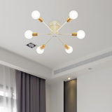Semi Flush Mount Vintage Ceiling Light Fixture 6/8 Heads Black/White Metallic For Kitchen