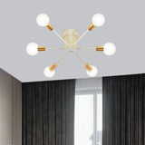 Semi Flush Mount Vintage Ceiling Light Fixture 6/8 Heads Black/White Metallic For Kitchen