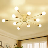 Semi Flush Mount Vintage Ceiling Light Fixture 6/8 Heads Black/White Metallic For Kitchen
