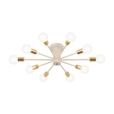 Semi Flush Mount Vintage Ceiling Light Fixture 6/8 Heads Black/White Metallic For Kitchen