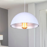 Modern Industrial Dome Pendant Lamp For Bar - 1-Head Iron Ceiling Light In White/Black White