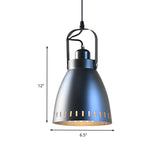 Industrial Small Bell Metallic Drop Pendant Lamp In Black With Handle - 1-Bulb Hanging Light Fixture