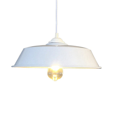 Farmhouse Barn Pendant Lamp - Height Adjustable Black/White Metal Hanging Light For Bars White