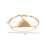 18’/23.5’ Wide Led Gold Flush Mount Ceiling Light - Modern Semi-Circle Acrylic Design Triangle