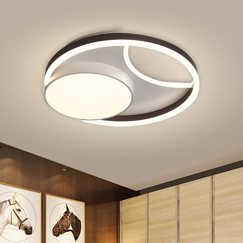 Minimalist Metallic Led Ceiling Mounted Flushmount Lighting In Coffee For Bedroom - 16.5/20.5 Wide
