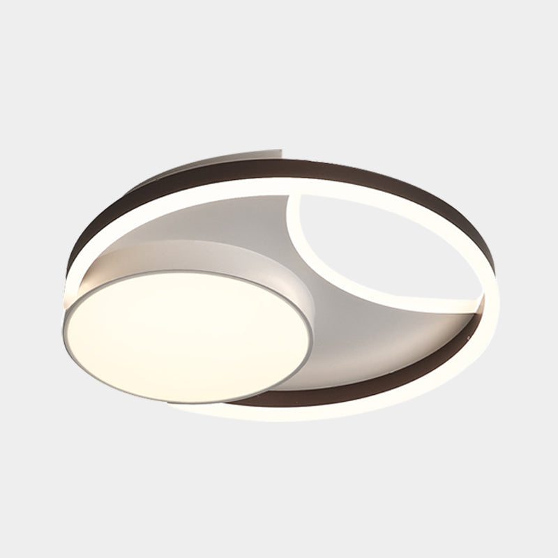 Minimalist Metallic Led Ceiling Mounted Flushmount Lighting In Coffee For Bedroom - 16.5/20.5 Wide