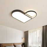 Led Bedroom Flush Mount Modern White/Black Lighting With Love Heart Metal Shade 19.5’/23.5’ Width