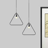 Black Metal Ceiling Pendant Light For Dining Room - Industrial Design Triangle/Round Shape 1 Head