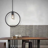 Black Metal Ceiling Pendant Light For Dining Room - Industrial Design Triangle/Round Shape 1 Head