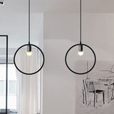 Black Metal Ceiling Pendant Light For Dining Room - Industrial Design Triangle/Round Shape 1 Head