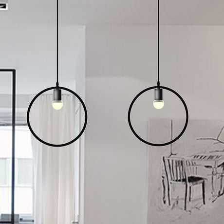 Black Metal Ceiling Pendant Light For Dining Room - Industrial Design Triangle/Round Shape 1 Head