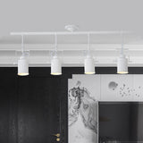 Industrial Style Metallic Cylinder Dining Room Semi-Flush Light Track Fixture - Rotatable