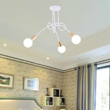 Black/Gold Twisted Industrial Semi Flush Mount Kitchen Ceiling Light With Open Bulb - 3/5/6-Light