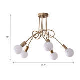 Black/Gold Twisted Industrial Semi Flush Mount Kitchen Ceiling Light With Open Bulb - 3/5/6-Light