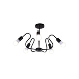 Retro Industrial Metal Semi Flush Mount Ceiling Light With Exposed Bulb - 3/5/6 Heads Dining Room