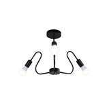 Retro Industrial Metal Semi Flush Mount Ceiling Light With Exposed Bulb - 3/5/6 Heads Dining Room