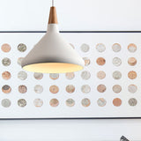 Sleek W Cone Dining Table Pendant Lighting - Metallic 1-Head Hanging Lamp With Adjustable Cord In
