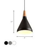 Sleek W Cone Dining Table Pendant Lighting - Metallic 1-Head Hanging Lamp With Adjustable Cord In