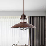 Vintage Farmhouse Flared Pendant Lamp With Led Bulb Rustic Iron Ceiling Light Fixture Rust