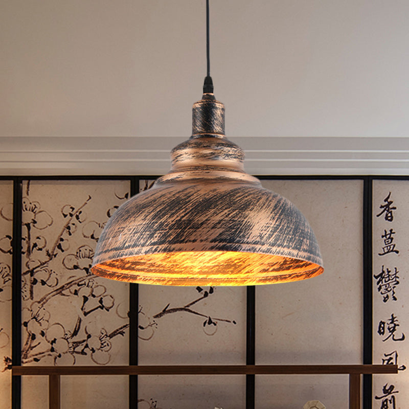 Countryside Barn Hanging Light - Rustic 1-Head Pendant Lamp For Restaurants 12/16 Wide Metallic