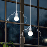Loft Style Metal Cloud Shade Hanging Lamp With Adjustable Pendant Lighting - 2 Lights White