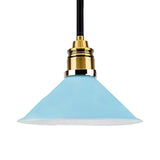 Contemporary Metal Hanging Pendant Light - Yellow/Blue/Green Tapered Shade Adjustable Cord 1 Bulb