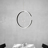 Modern Black Led Pendant Lamp With Acrylic Ring & Bird Crystal Droplet In White/Warm Light