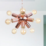 Retro Style Rose Gold Starburst Chandelier - Metallic Suspension Light (6/9 Lights) For Restaurants
