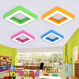 Contemporary Acrylic Square Flush Mount Light For Child’s Bedroom Ceiling Green / 19.5’