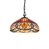 Adjustable Floral Stained Glass Pendant Light For Living Rooms And Kitchens