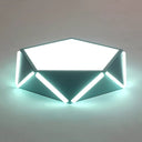 Diamond Acrylic Led Ceiling Lamp - Cafe Pentagon Macaron Style Blue / 16’ White