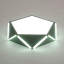Diamond Acrylic Led Ceiling Lamp - Cafe Pentagon Macaron Style Green / 16’ White
