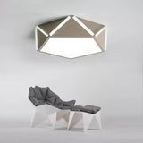 Diamond Acrylic Led Ceiling Lamp - Cafe Pentagon Macaron Style Grey / 16’ Third Gear