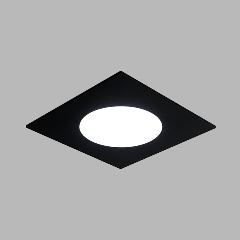 Minimalist Led Flush Mount Light In Metallic Squared Design With White/Warm