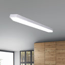 Contemporary Led Metal Strip Flush Mount Lighting - White/Black/Silver 4’/8’ Wide 3 Light